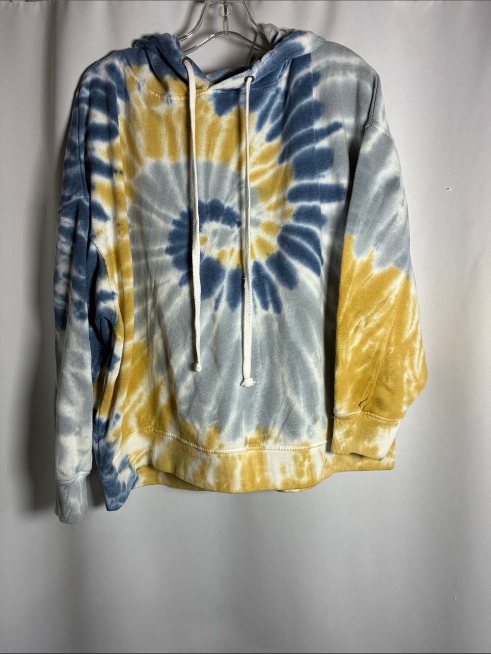 Tie-Dye Hoodie Sweatshirt in Blue & Yellow